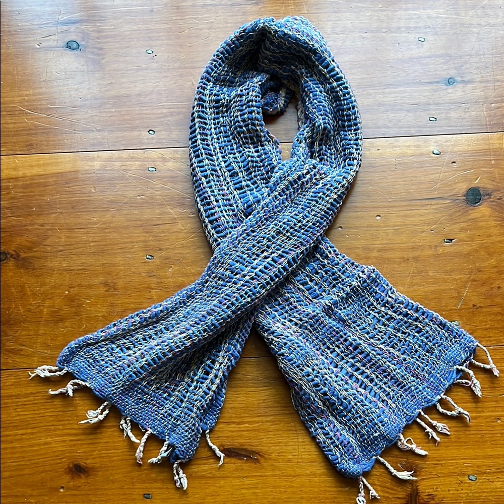 Purple cotton knit scarf